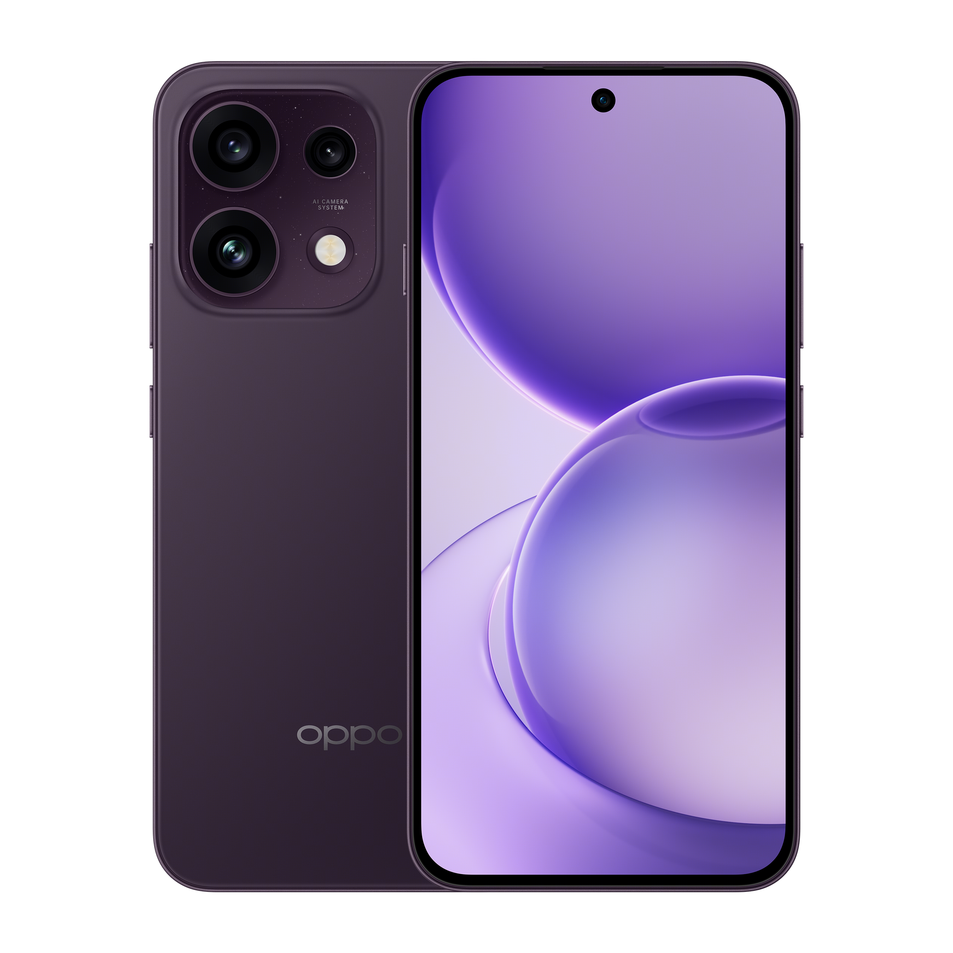 OPPO Reno16 F - Twilight Violet front and back