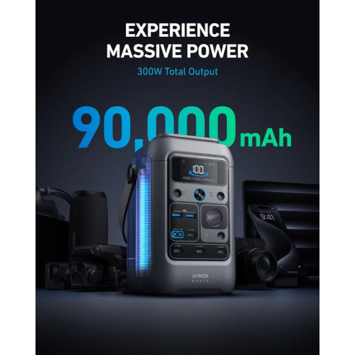 Anker SOLIX C300 DC Portable Power Station – 288Wh LiFePO4 Battery, 300W Output