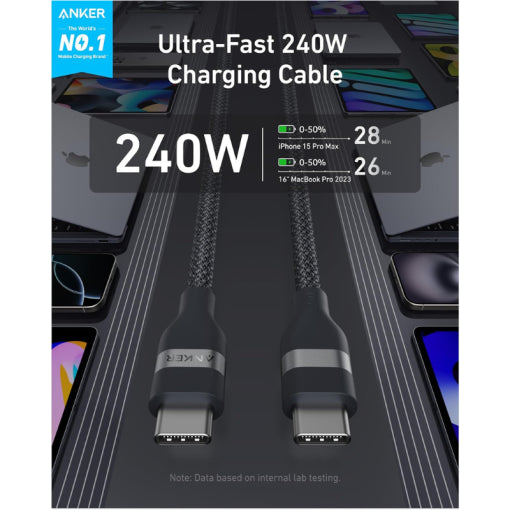 Anker USB-C to USB-C Cable (240W, Upcycled-Braided)
