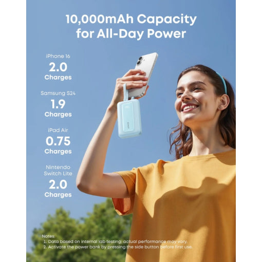 Anker Zolo Power Bank (10K, 35W, Built-in Dual USB-C Cables)