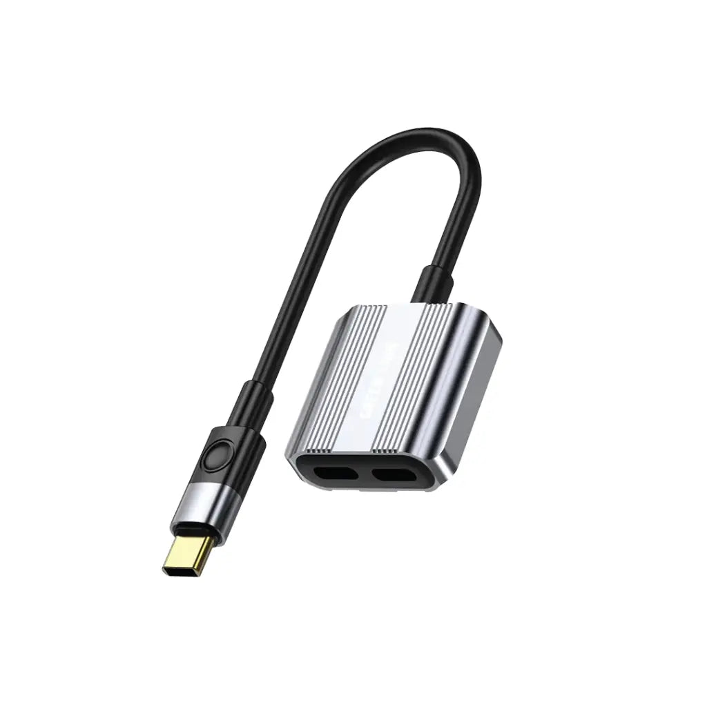 Green Lion 2 In 1 Splitter Adapter Type-C to Dual Type-C - Gray