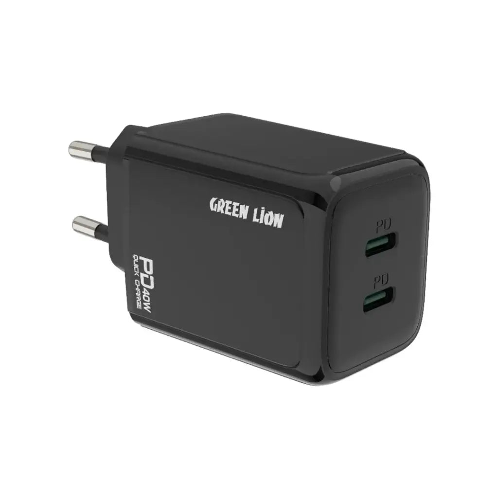 Green Lion 40W Dual PD Wall Charger With USB-C To Lightning Cable 1m EU - Black