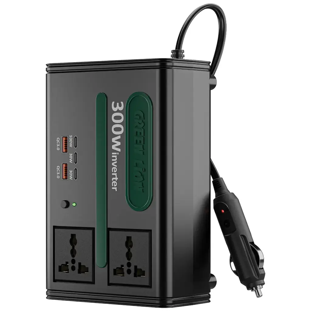 Green Lion GC-300 Car Inverter 7-In-1 Multi-Port - Black