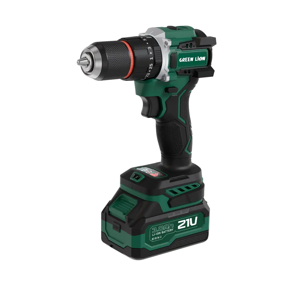 Green Lion GD-16 Pro Drive Cordless Hammer Drill 2*21V 3.0Ah Battery - Green