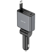 Green Lion Retractable 75W Car Charger - Grey