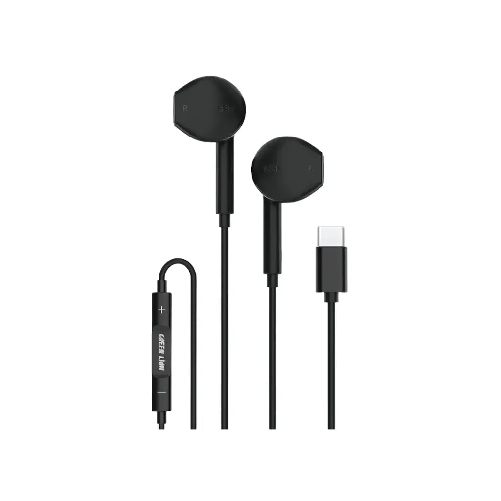 Green Lion Wired Stereo Earphones - Black
