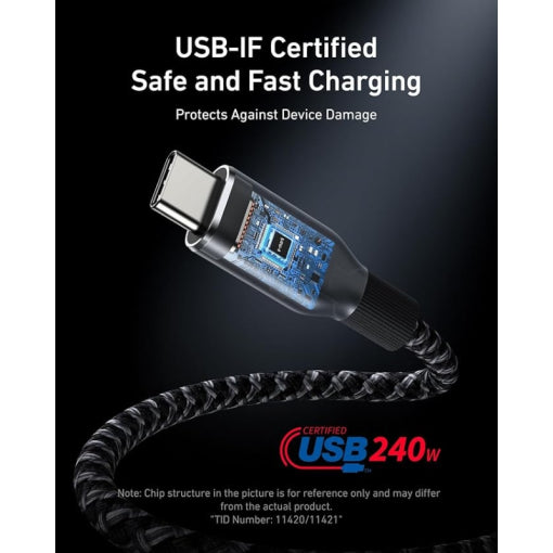 Anker Prime USB-C to USB-C Cable (240W, Upcycled-Braided)