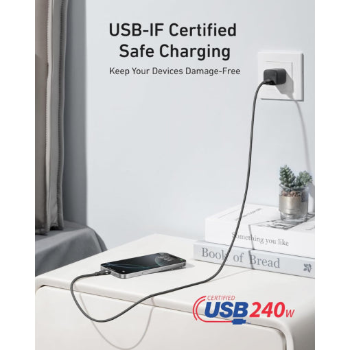 Anker USB-C to USB-C Cable (240W, Upcycled-Braided)