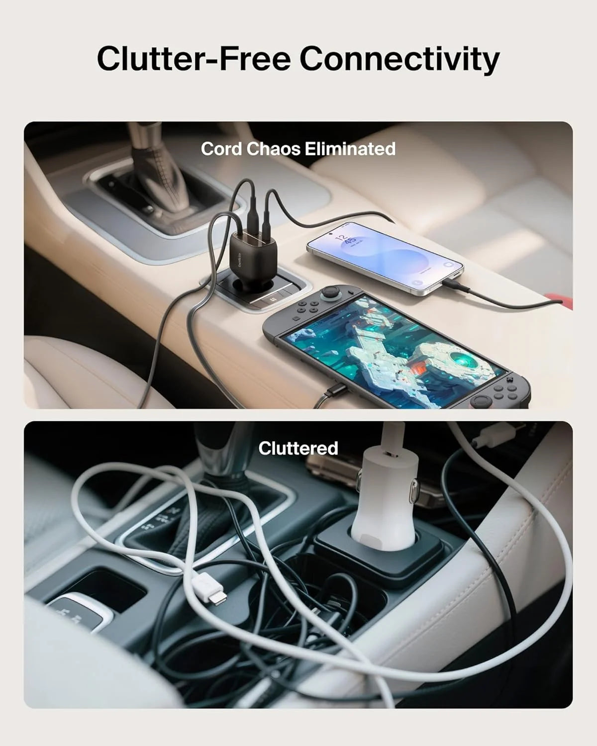 Belkin BoostCharge 75W 2 Port Retractable  Car Charger