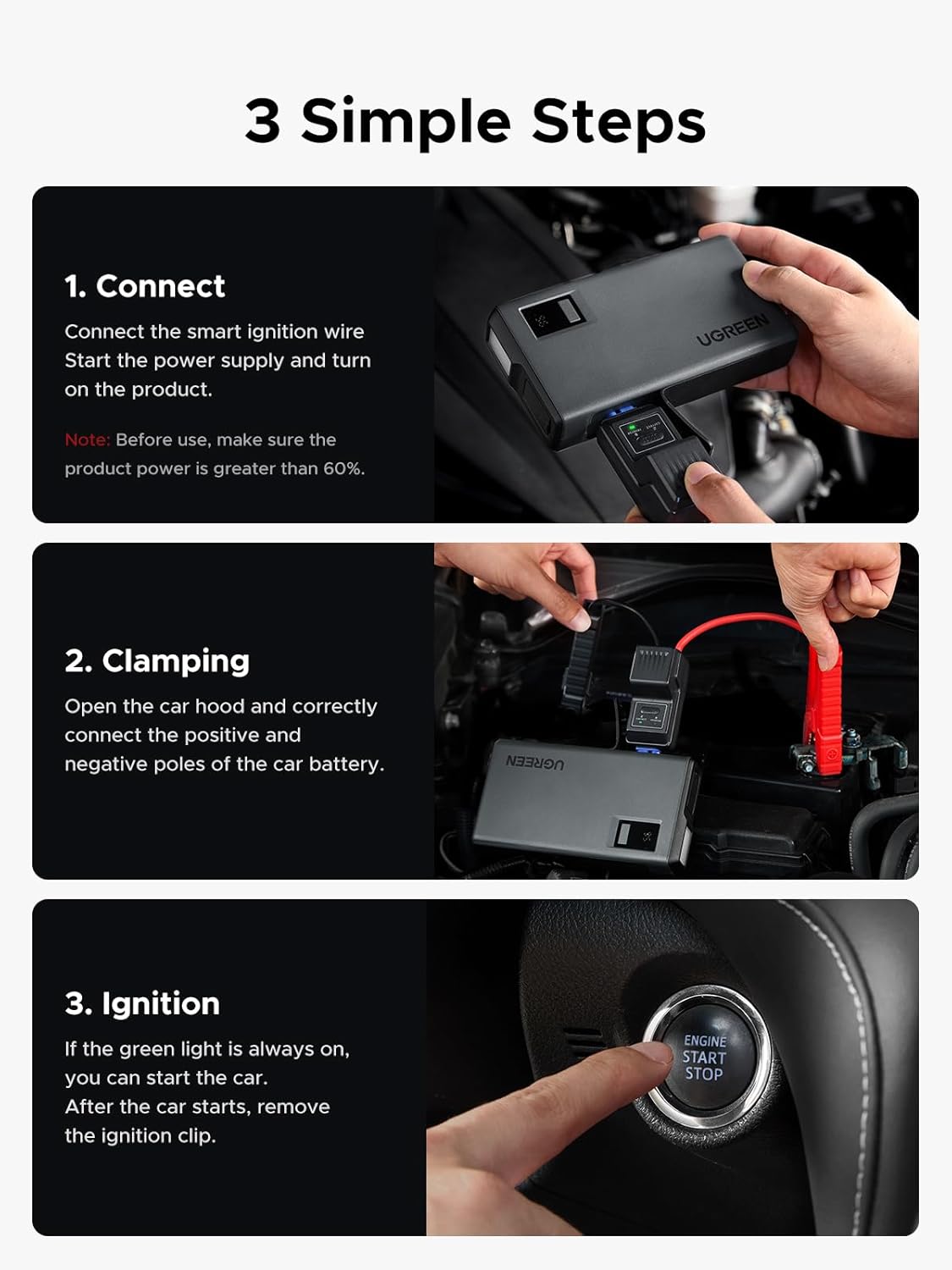 UGREEN Jump Starter Power Pack 1000A Car Battery Booster