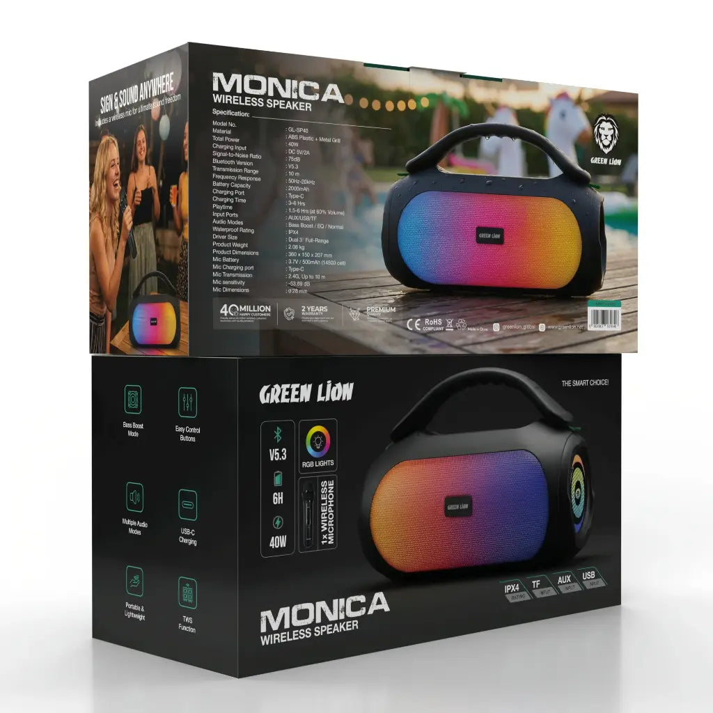 Green Lion Monica Wireless Speaker with Mic - Black (8)