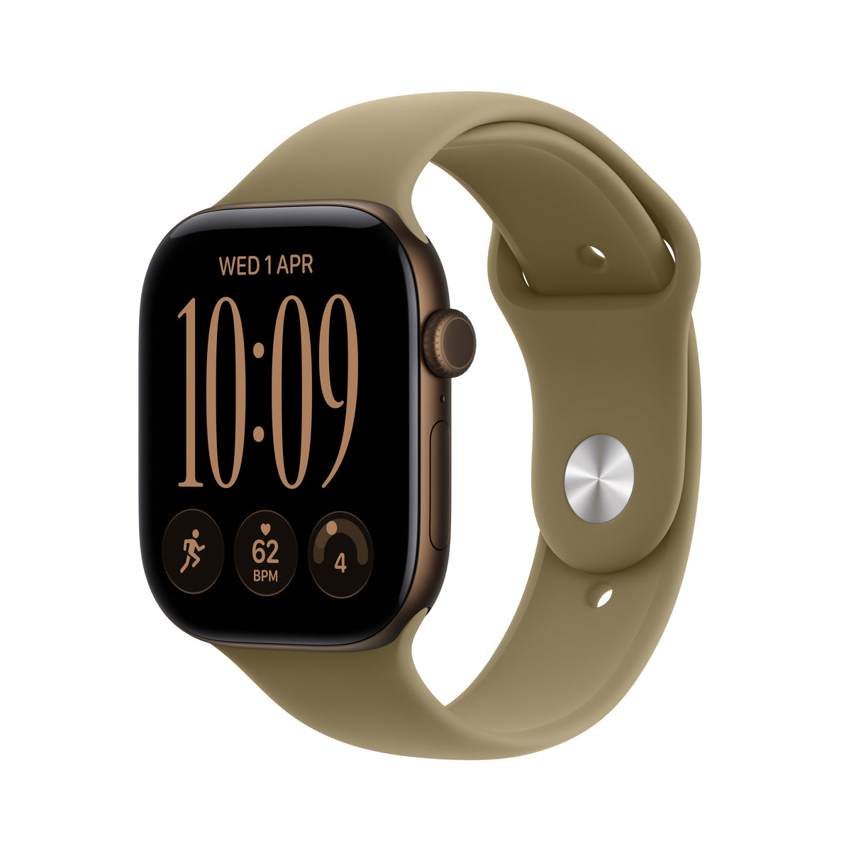 Apple Watch Series 12 Dark Bronze Aluminum Case with Olive Sport Band