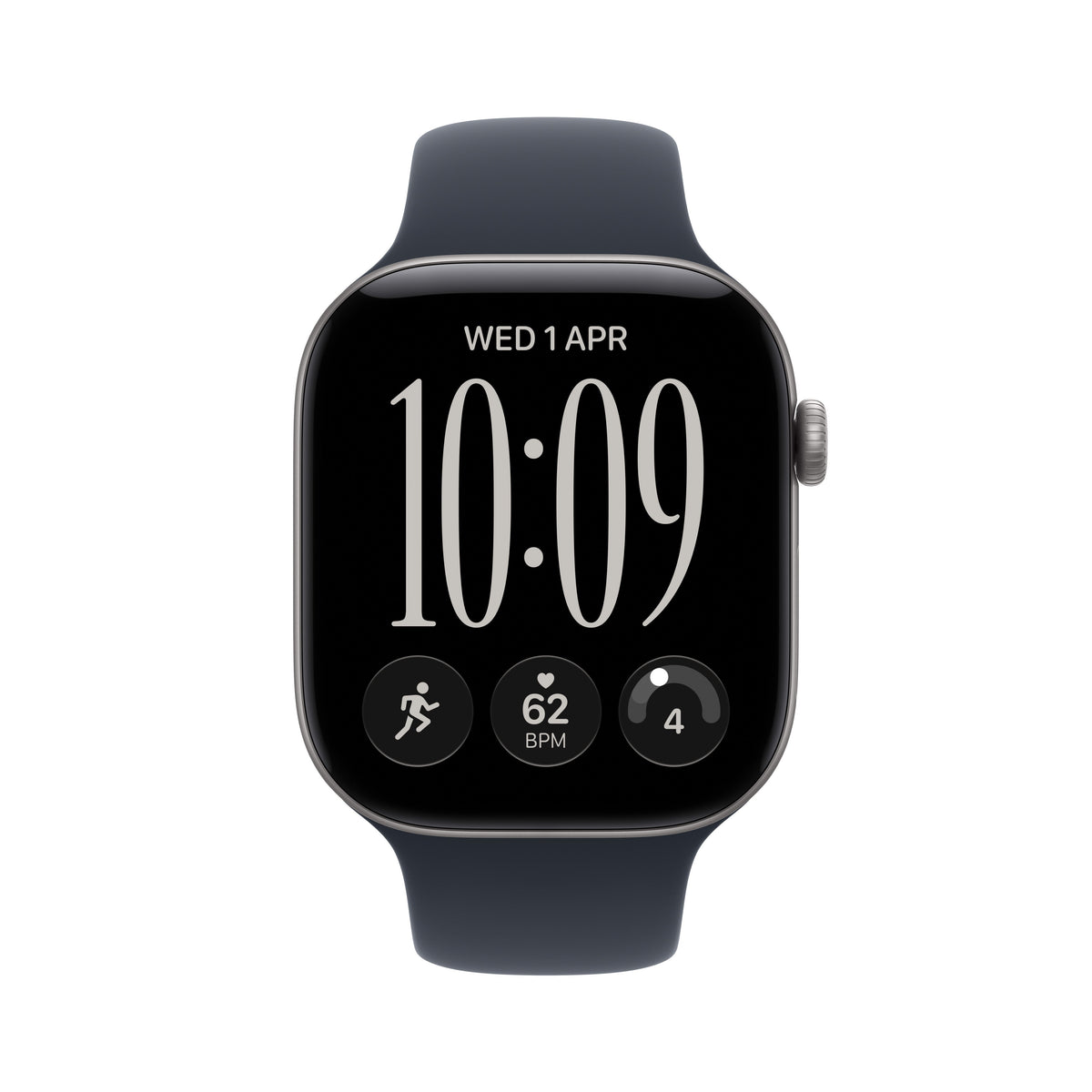 Apple Watch Series 12 Space Gray Aluminum Case with Navy Blue Sport Band