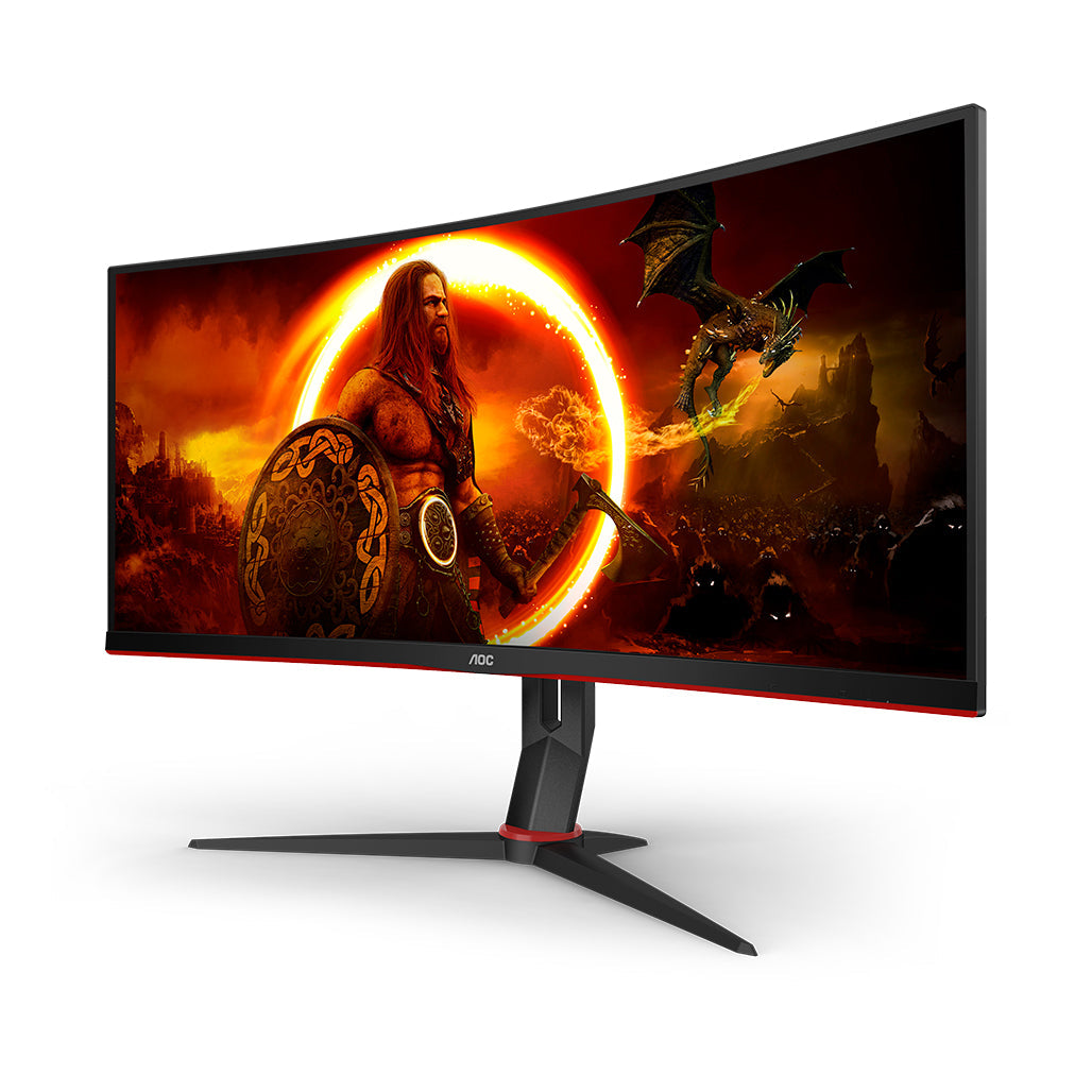 AOC CU34G2XP/BK curved gaming monitor side view