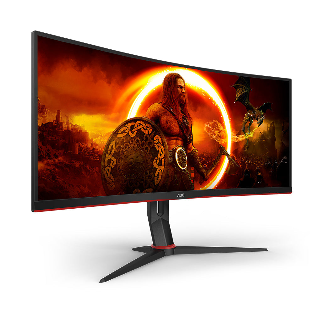 AOC CU34G2XP/BK curved gaming monitor angle view