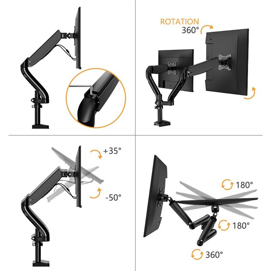 Kaloc DS90-2 monitor arm dimensions