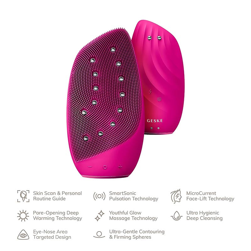 GESKE Sonic Thermo Facial Brush & Face-Lifter 8-in-1 - Magenta