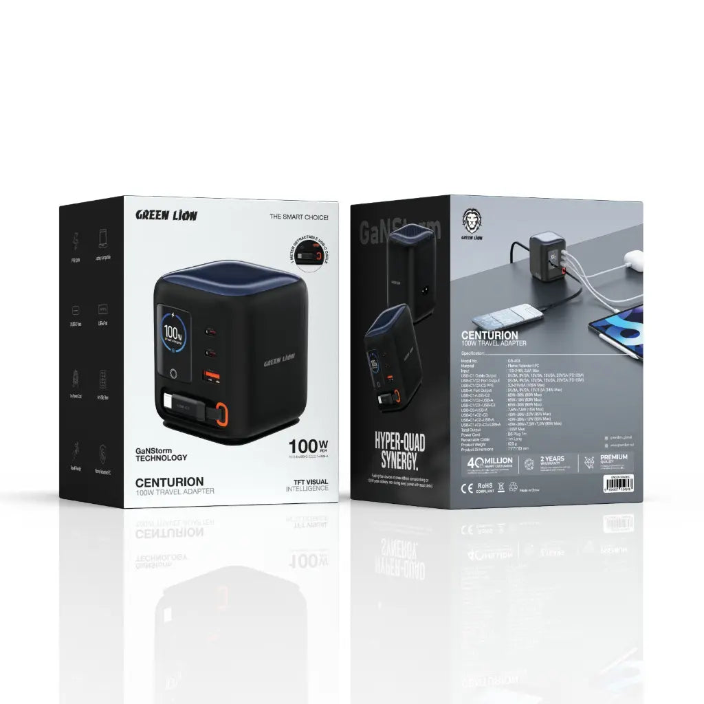 Green Lion Centurion 100W GaN Travel Adapter - Black (2)