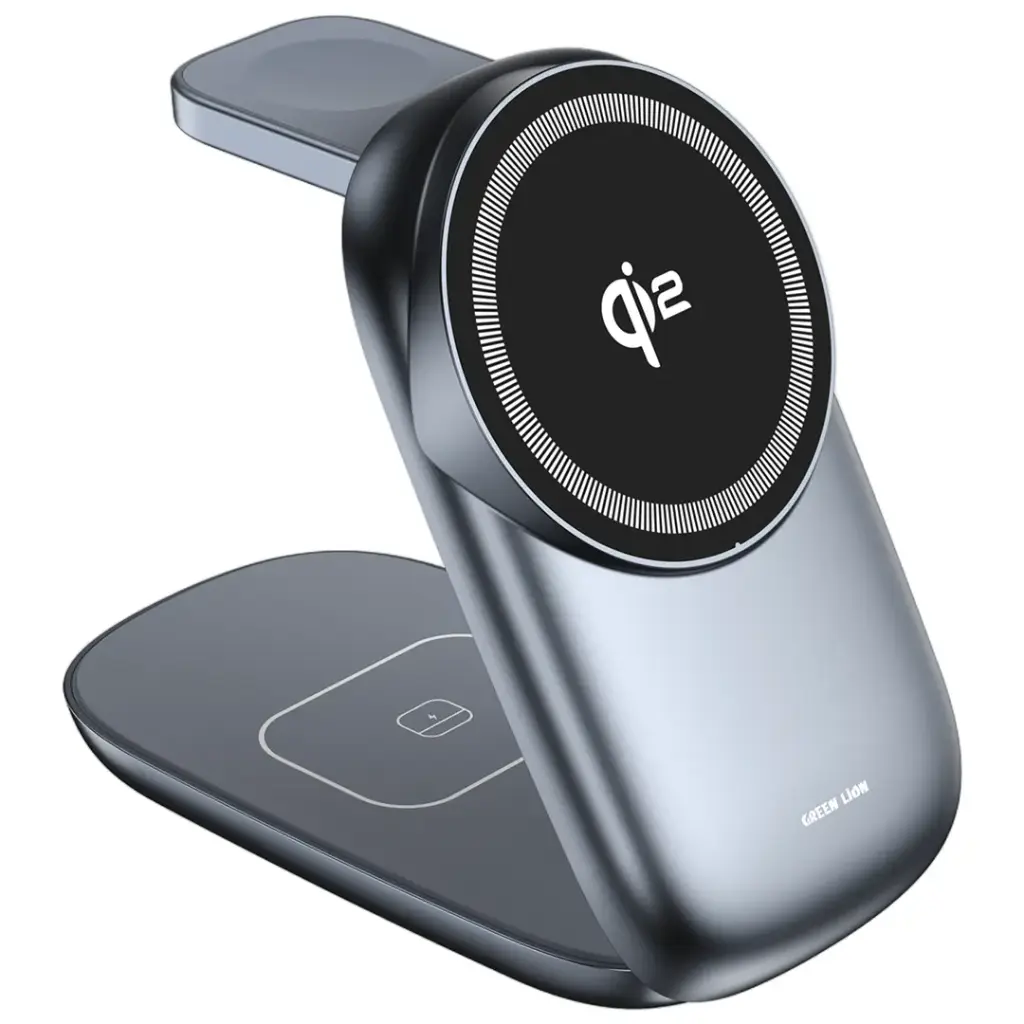 Green Lion 3 in 1 MagFold Wireless Charger - Gray
