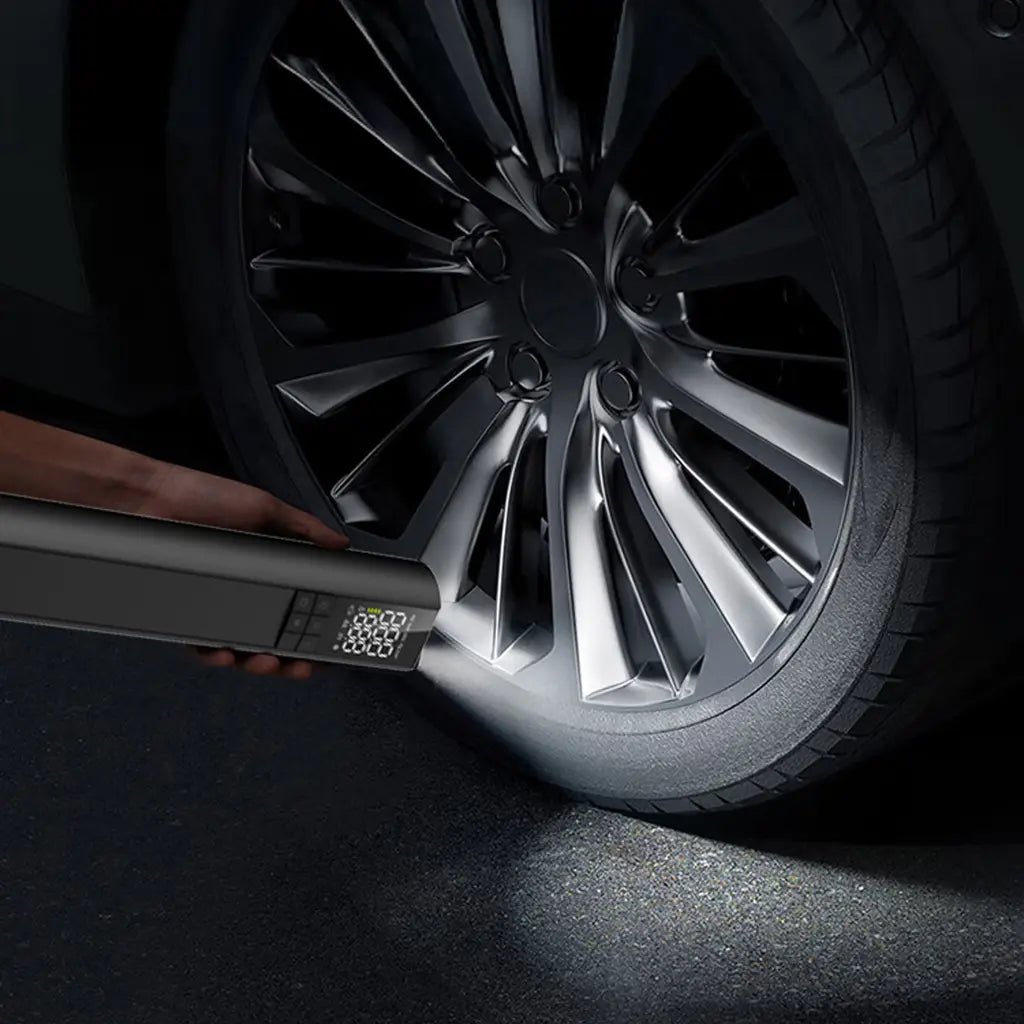 Green Lion GL-A3 tire inflator in use