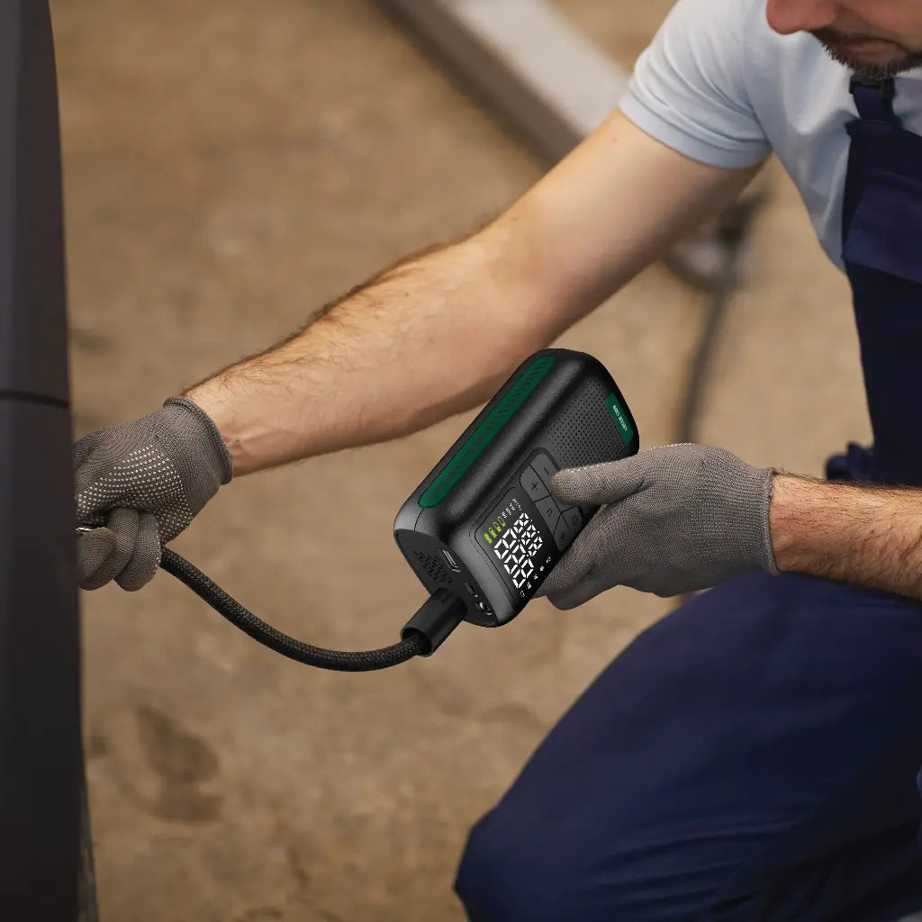 Green Lion GL-A4 tire inflator inflating tire