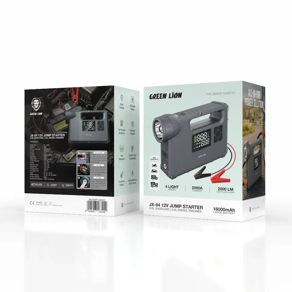 Green Lion JX-84 12V Jump Starter - Grey