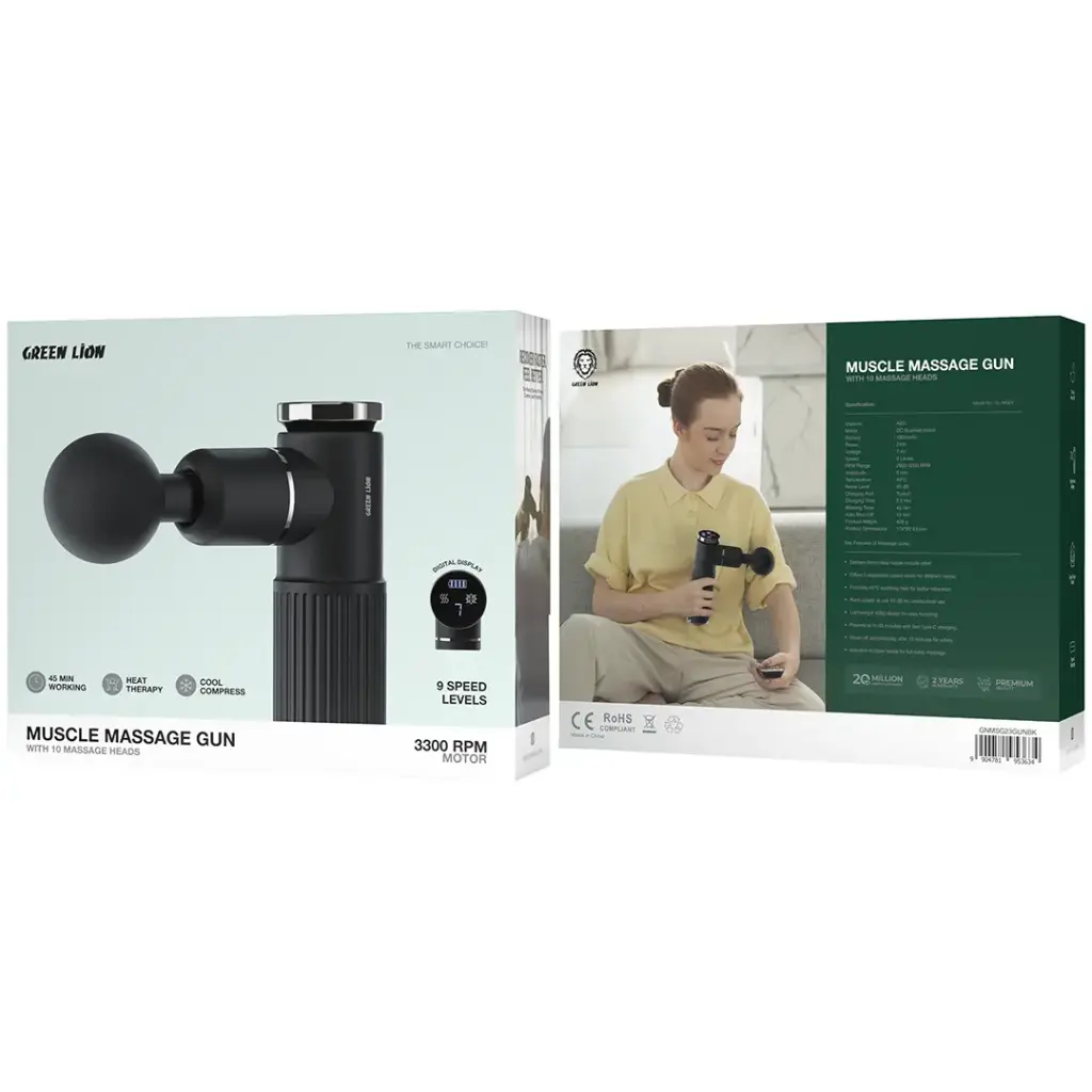 Green Lion massage gun 10 heads attachments