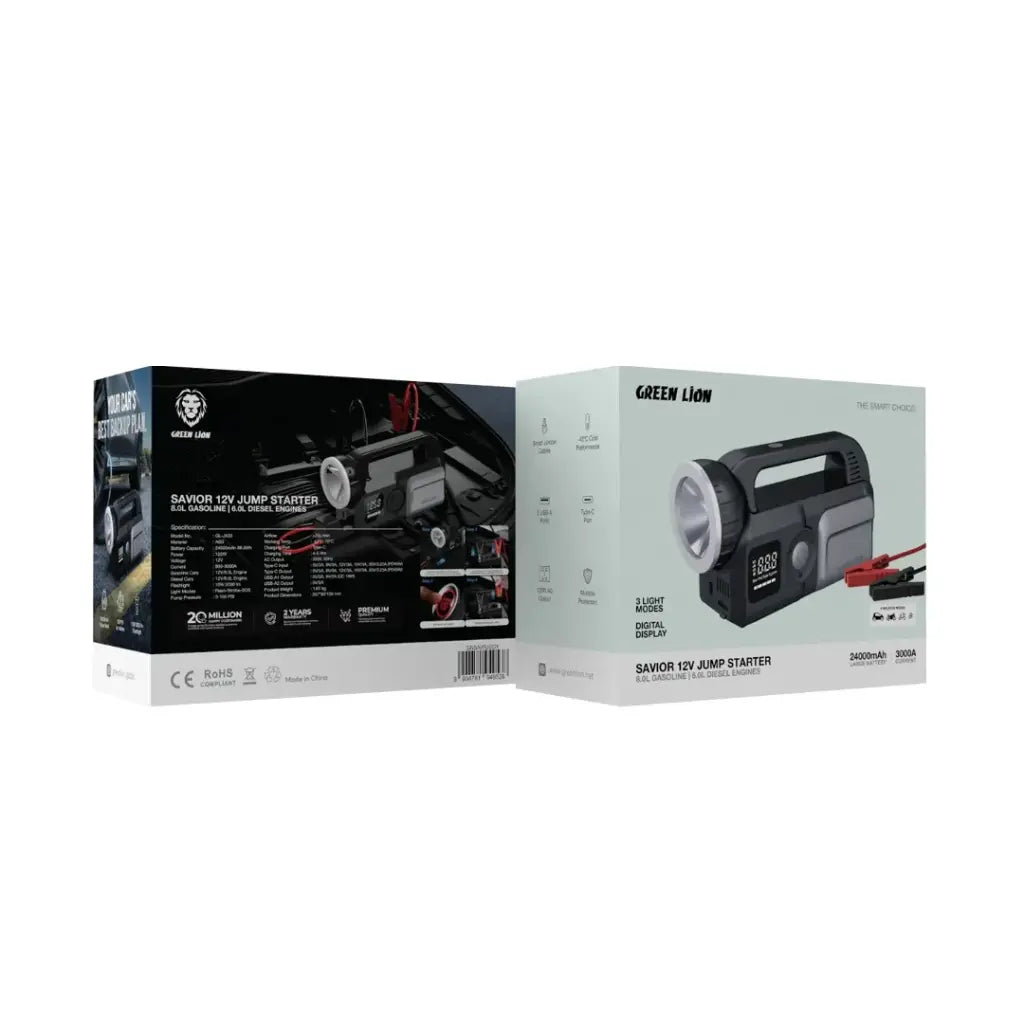 Green Lion Savior 12V Jump Starter - Gray