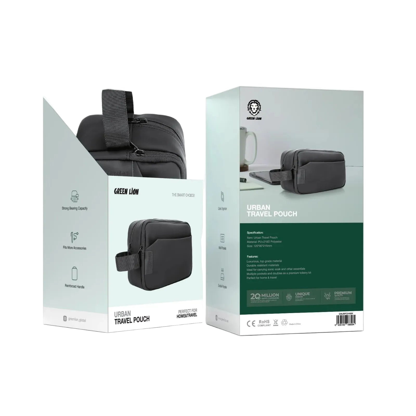 Green Lion Urban Travel Pouch interior with cable organizer