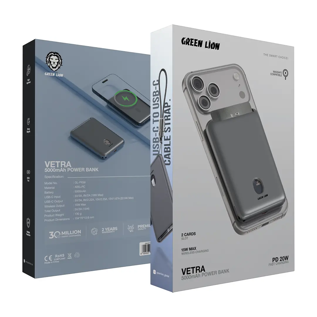 Green Lion Vetra 5000mAh Power Bank - Gray