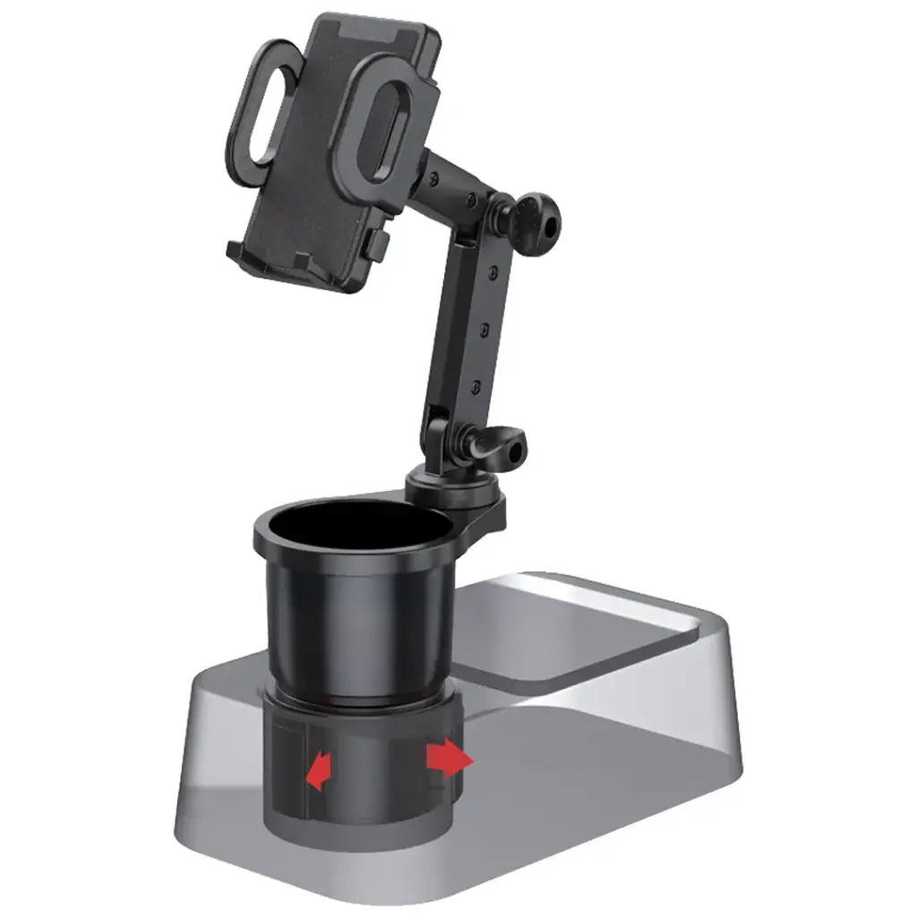 Green Lion 2-In-1 Flexgrip Car Cup Holder & Phone Mount - Black
