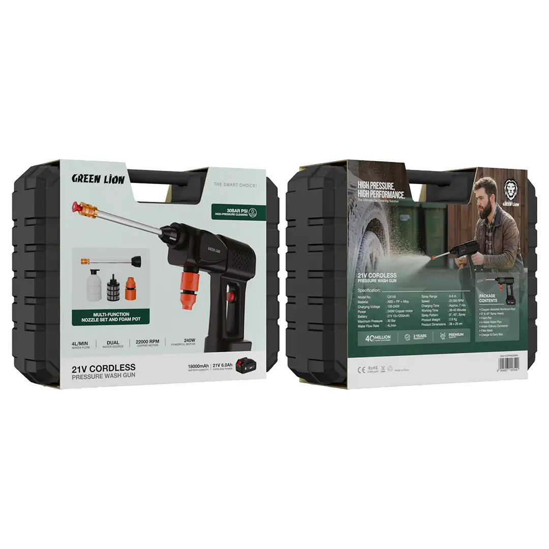Green Lion 21V Cordless Pressure Wash Gun - Black (4)