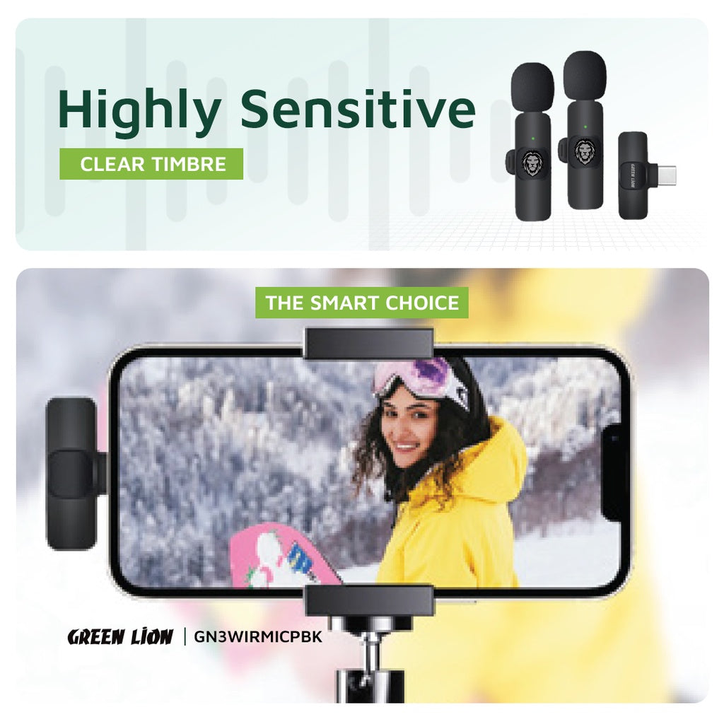 Green Lion 3-in-1 Wireless Microphone - Black