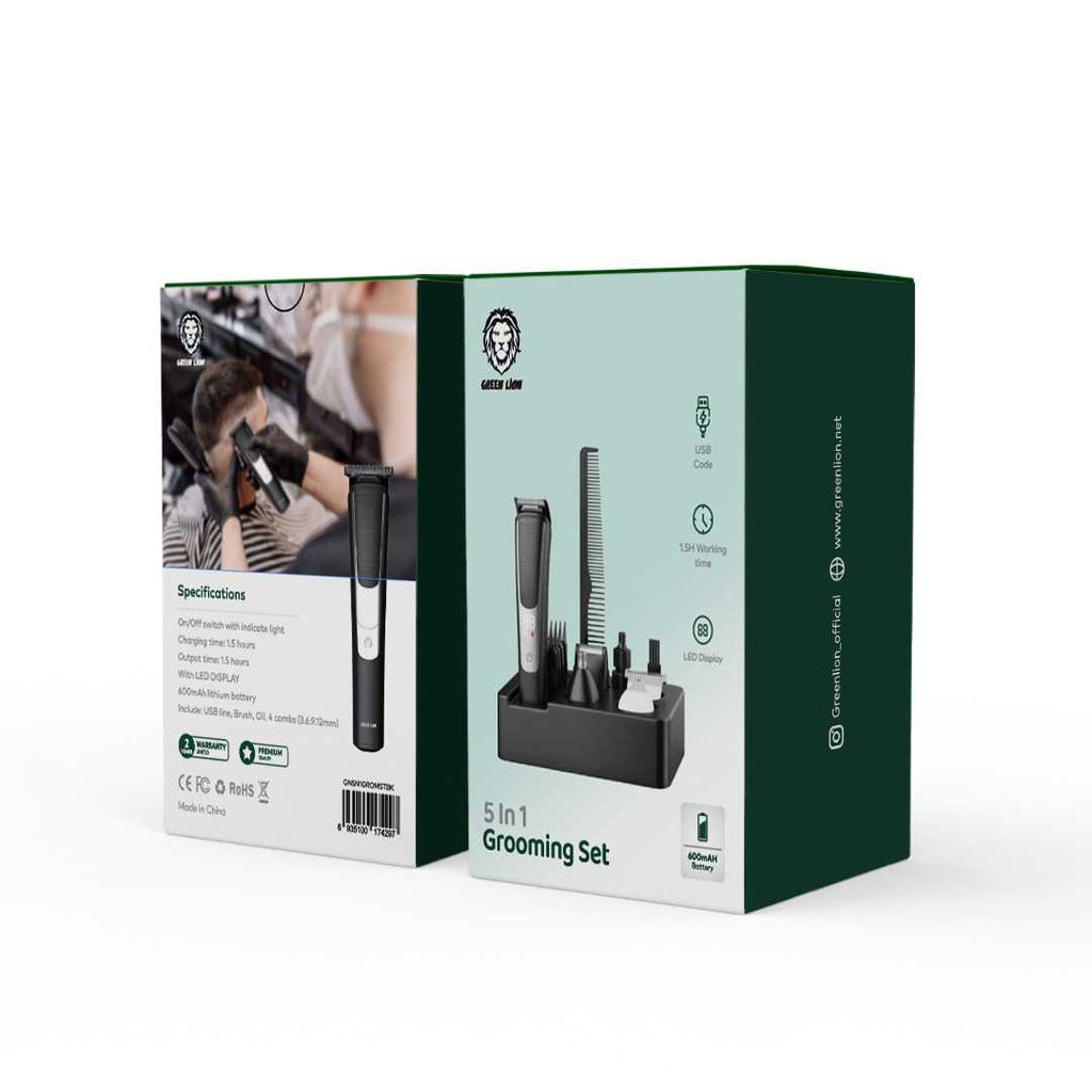 Green Lion 5 in 1 Grooming Set 600mAh - Black (2)