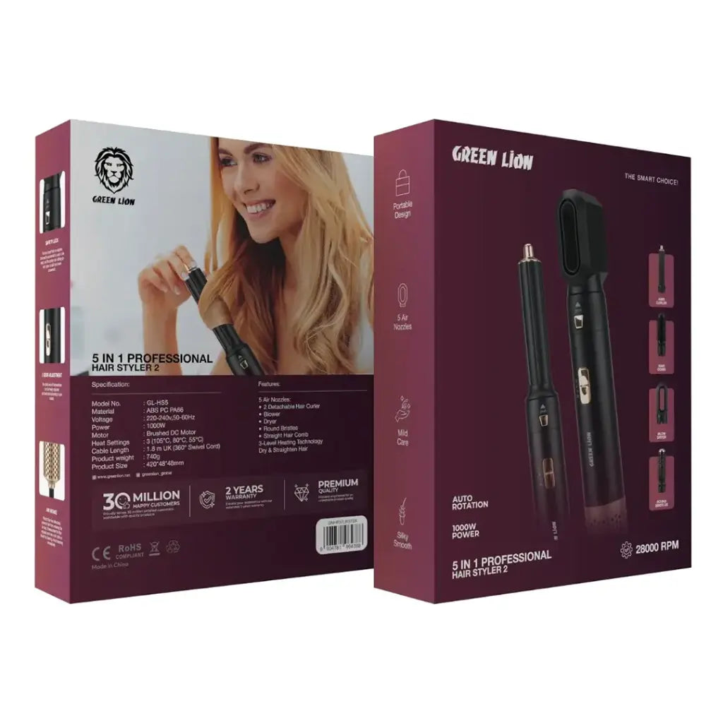 Green Lion 5 in 1 Professional Hair Styler - Pink (2)
