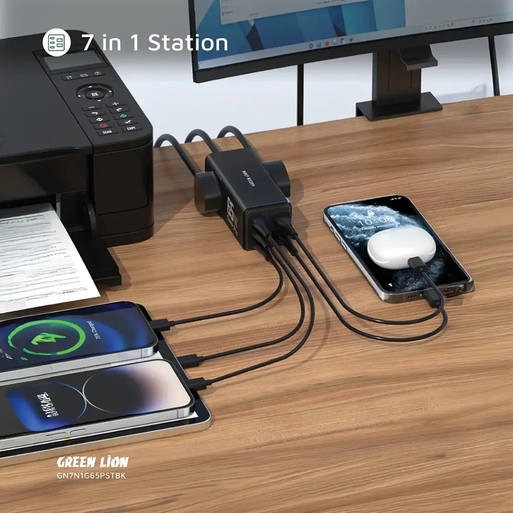 Green Lion 7 In 1 GaN 65W Power Strip - Black (7)