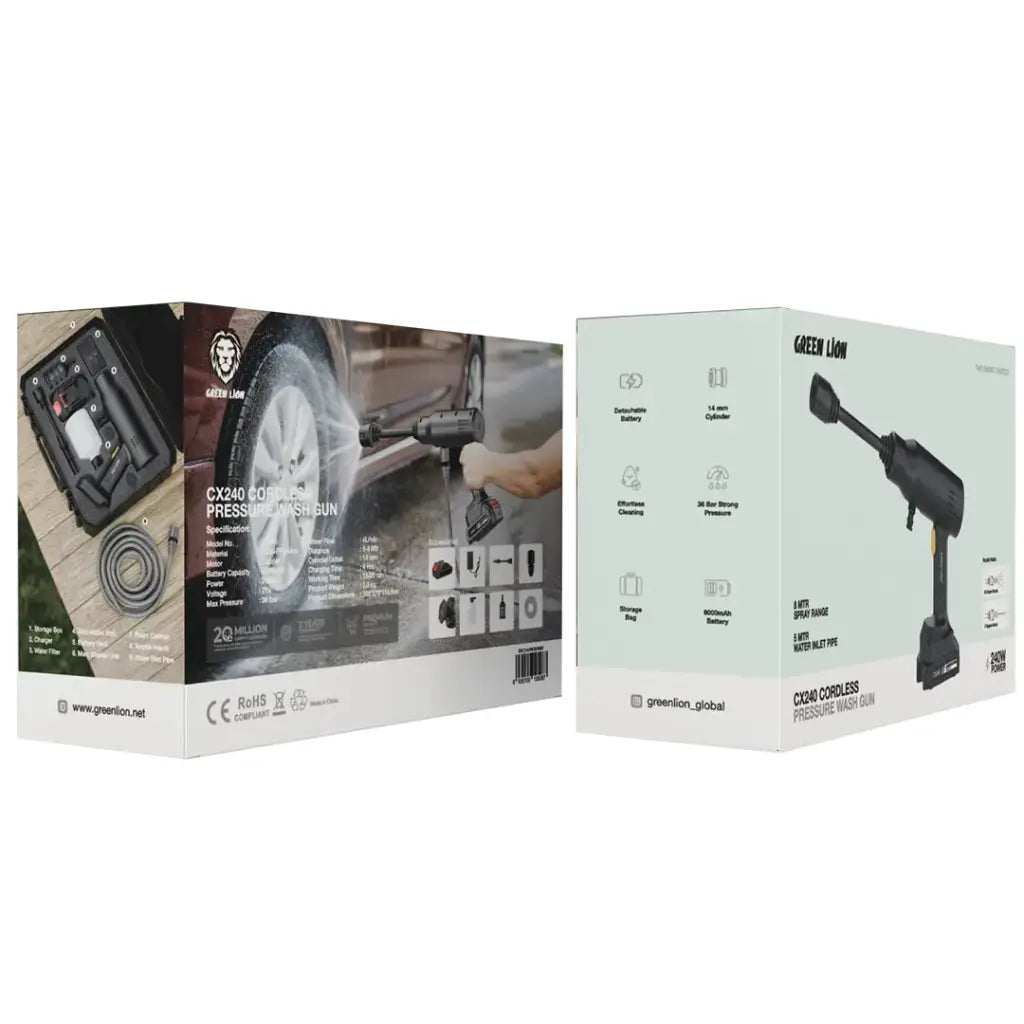 Green Lion CX240 Cordless Pressure Wash Gun - Black (2)