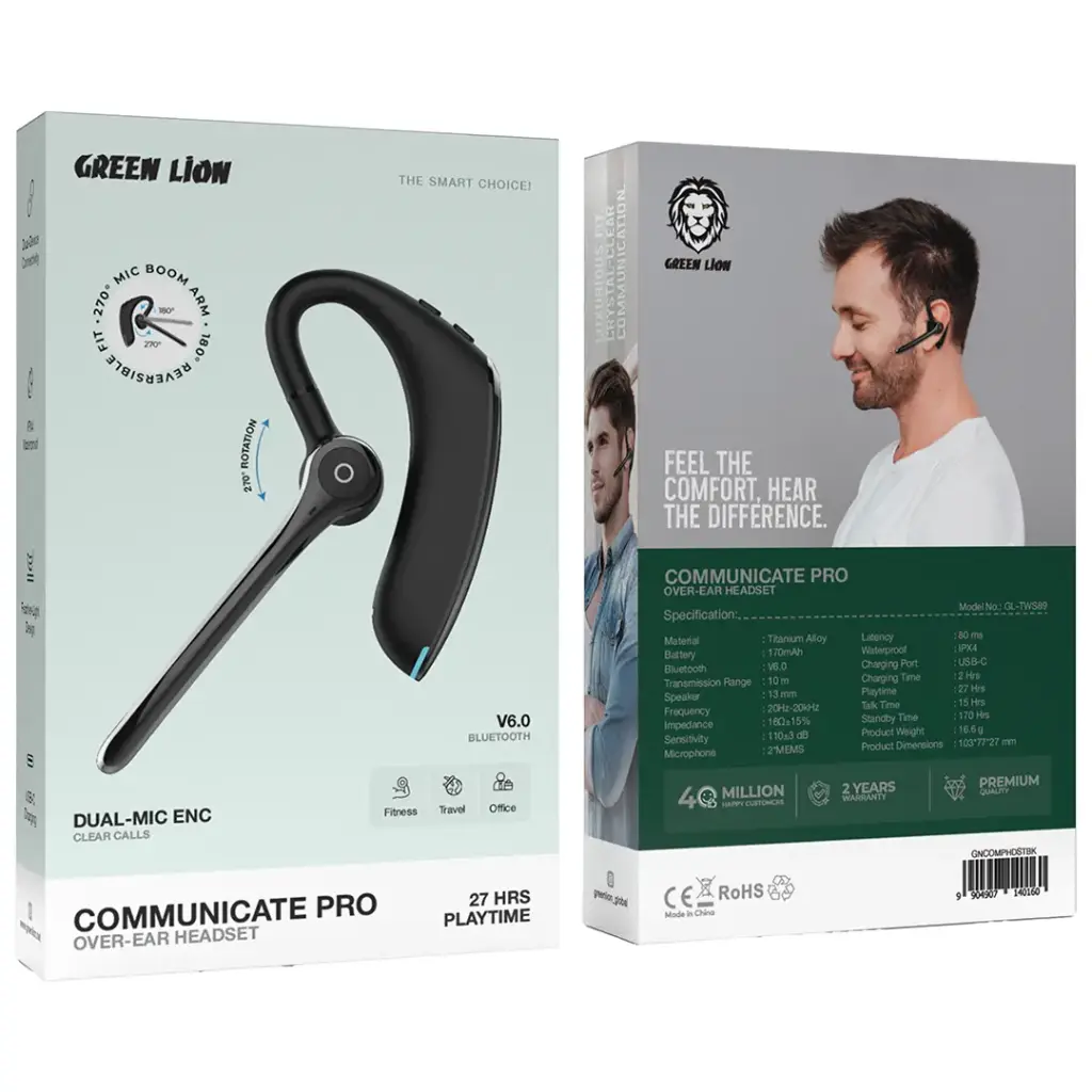 Green Lion Communicate Pro Over-Ear Headset - Black