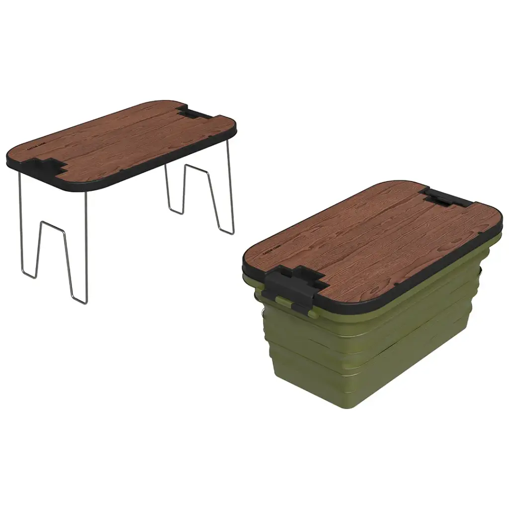 Green Lion Folding Basket With Built-In Table - Green open