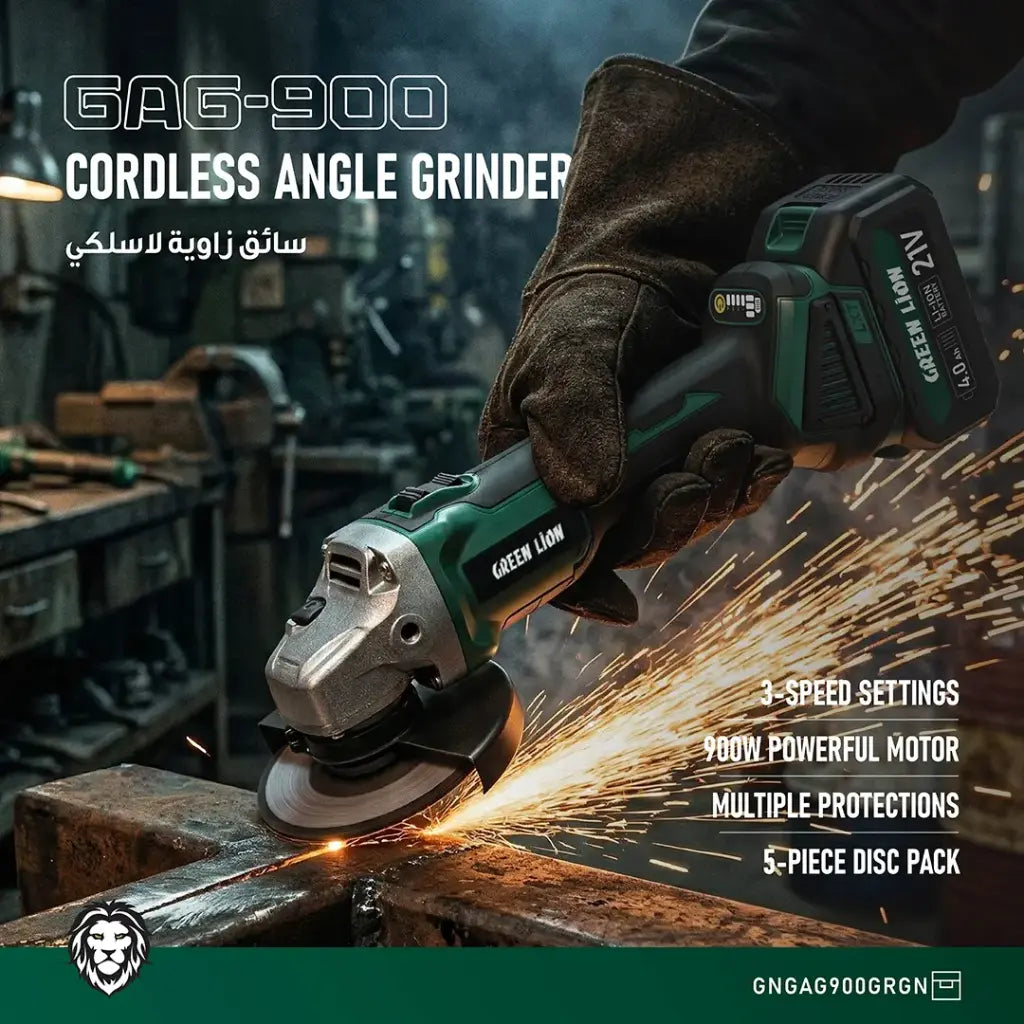 Green Lion GAG-900 Cordless Angle Grinder - Green (4)
