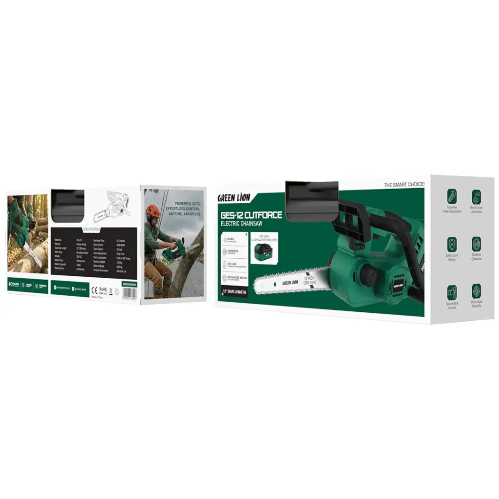 Green Lion GES-12 Cutforce Electric Chainsaw - Green (8)
