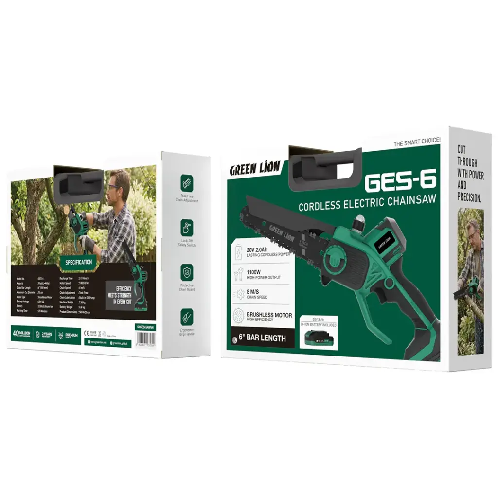 Green Lion GES-6 Cordless Electric Chainsaw - Green (3)