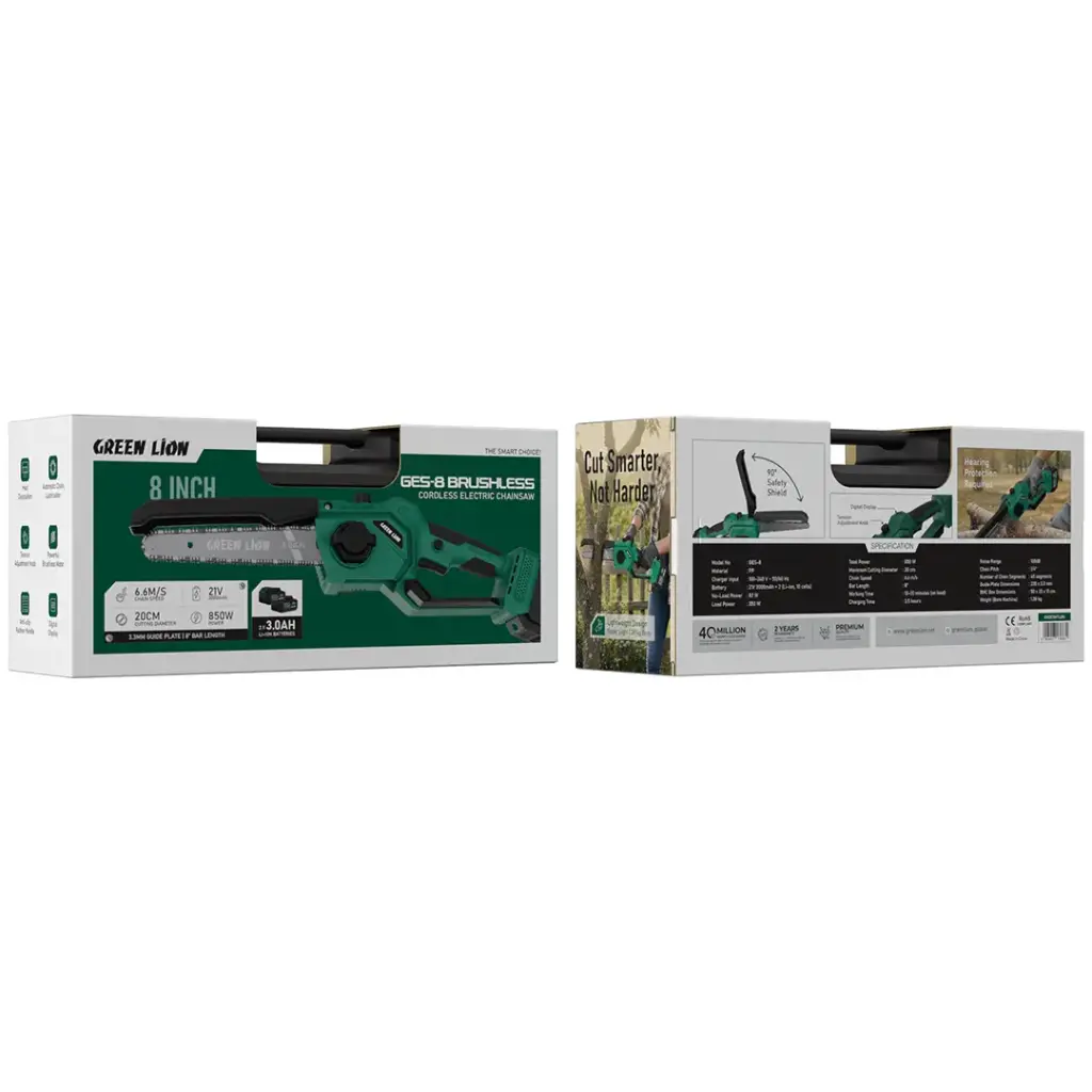 Green Lion GES-8 Brushless Cordless Electric Chainsaw - Green (8)