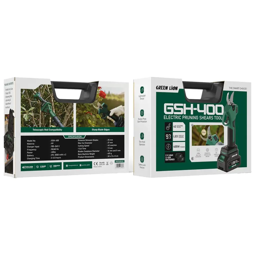 Green Lion GSH-400 Electric Pruning Shears Tool - Green (9)