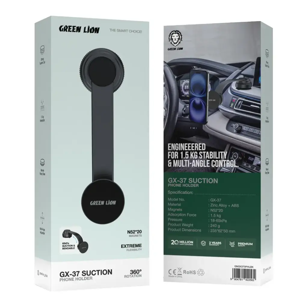 Green Lion GX-37 Suction Phone Holder - Black