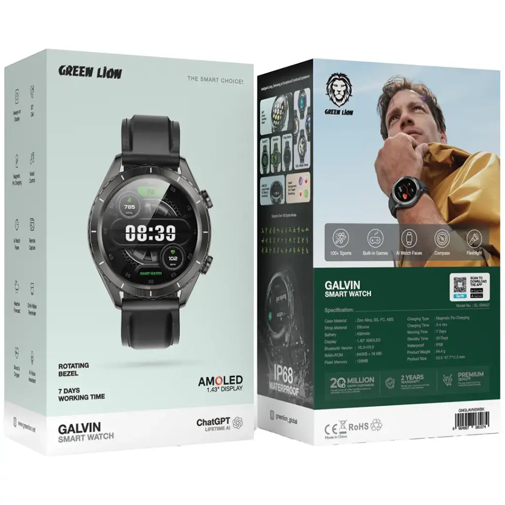 Green Lion Galvin Smart Watch with 1.43" AMOLED Display