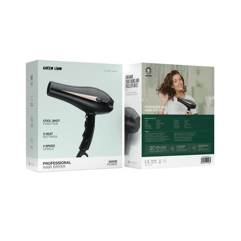 Green Lion Professional Hair Dryer 2000W - Black (2)