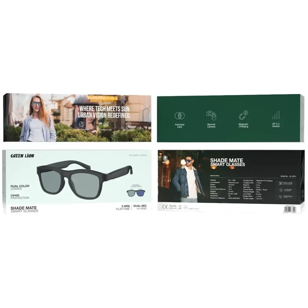 Green Lion Shade Mate Smart Glasses - Black (2)