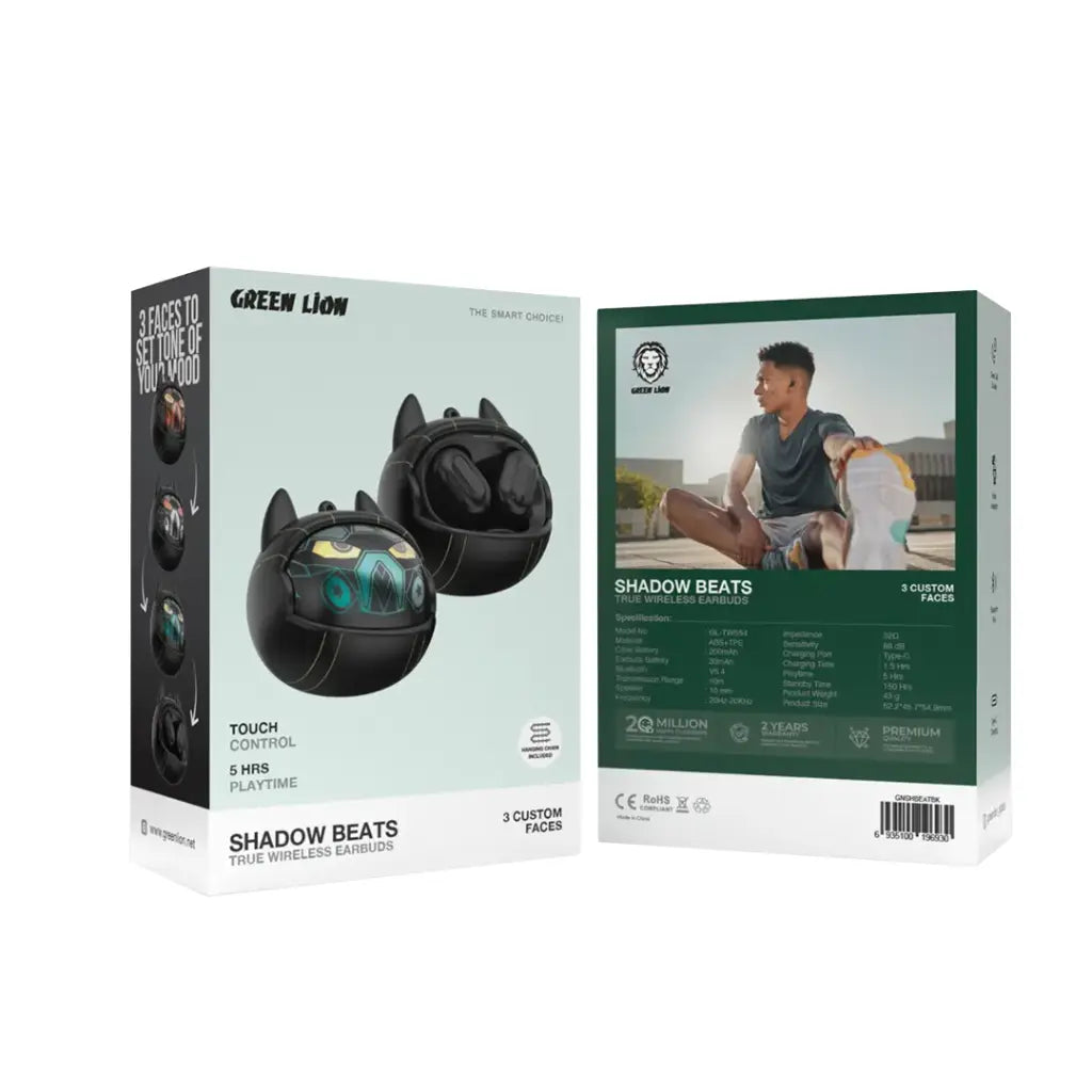 Green Lion Shadow Beats True Wireless Earbuds - Black