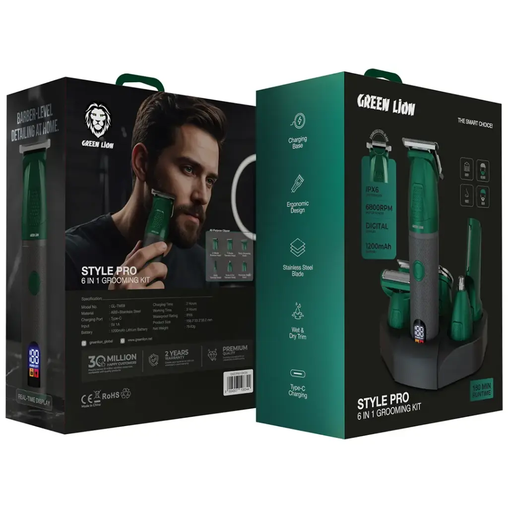 Green Lion Style Pro 6-In-1 Grooming Kit - Green (2)